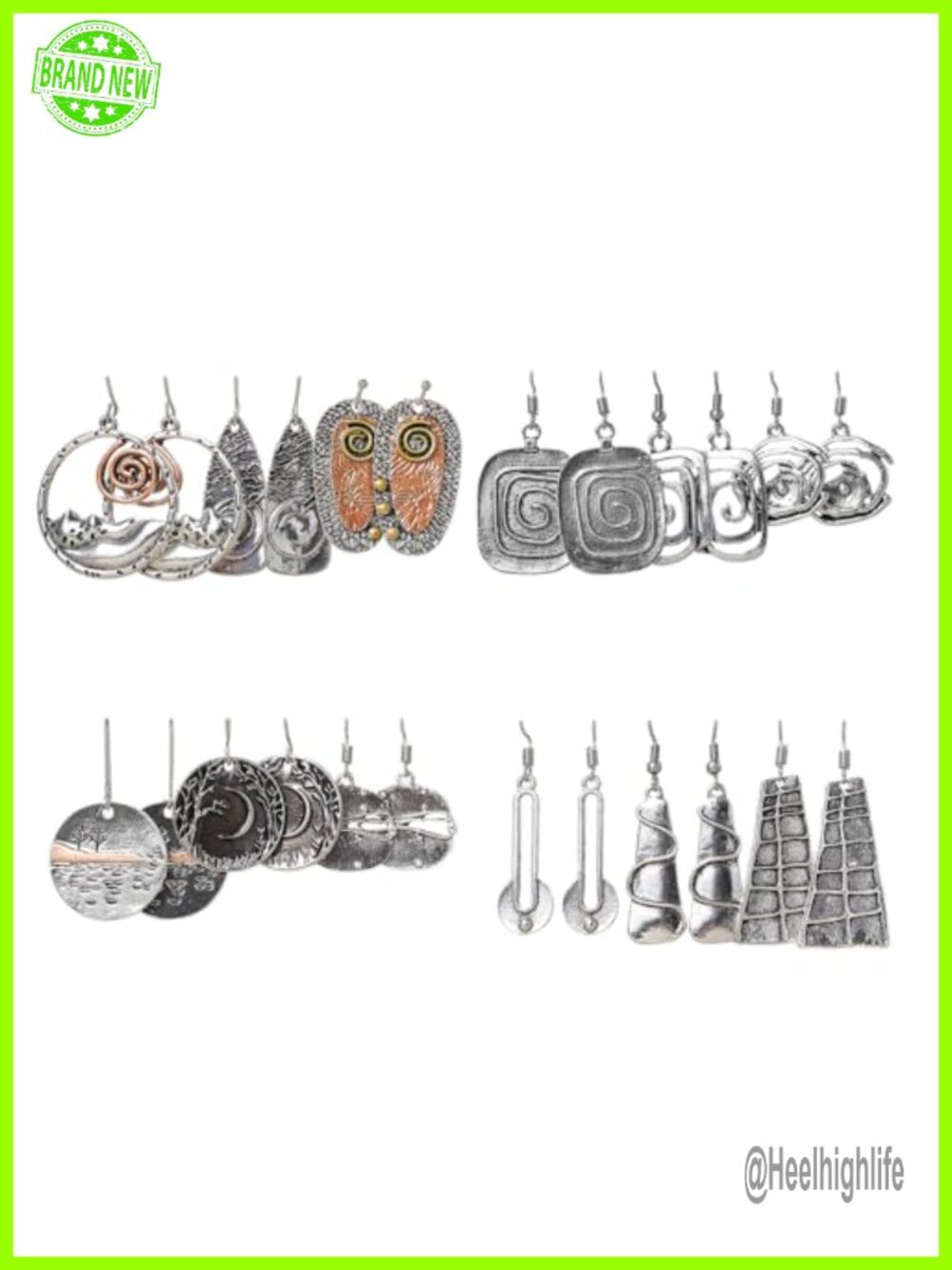 12 Pair Western Boho Dangle Earrings Set Vintage Cowgirl Style